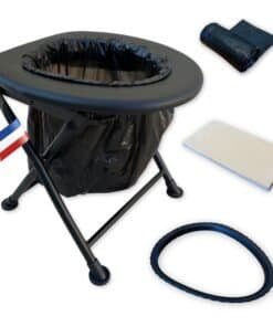 Toilette portable pliable HABEYGARD® avec accessoires – sac, papier absorbant, anneau – Marque Française