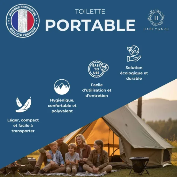 Toilette portable HABEYGARD® – légère, hygiénique, facile d'utilisation, solution écologique – Marque Française