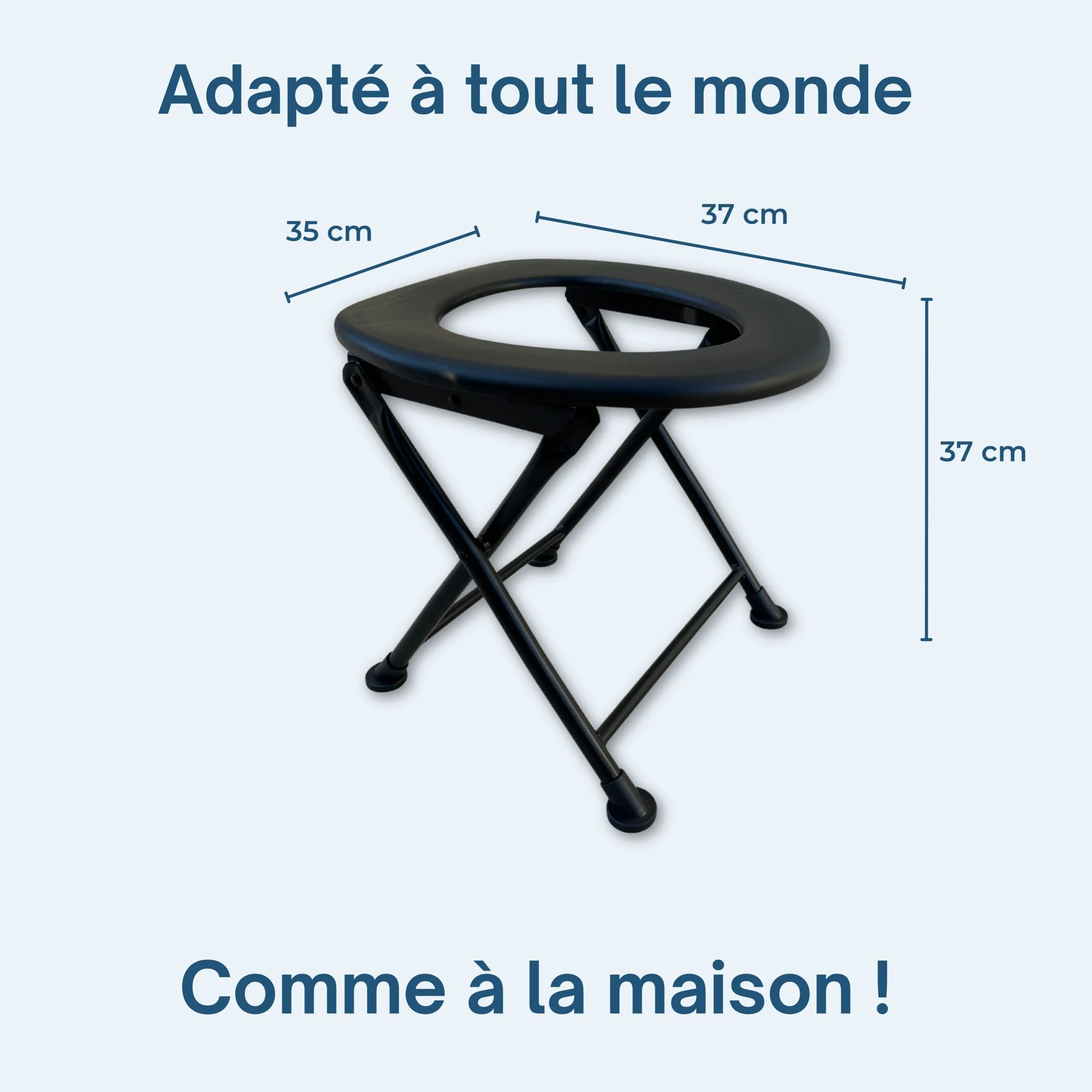 Toilette portable HABEYGARD® – dimensions 37x35x37 cm, adaptée adultes et enfants