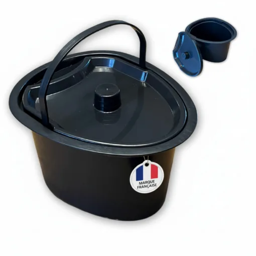 Pot de chambre adulte HABEYGARD® avec couvercle hygiénique et anse de transport – Marque Française