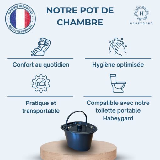 Pot de chambre adulte avec couvercle hygiénique HABEYGARD® – Image 3