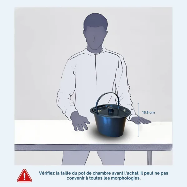 Pot de chambre HABEYGARD® – hauteur 16,5 cm, adapté à vérifier avant achat selon la morphologie
