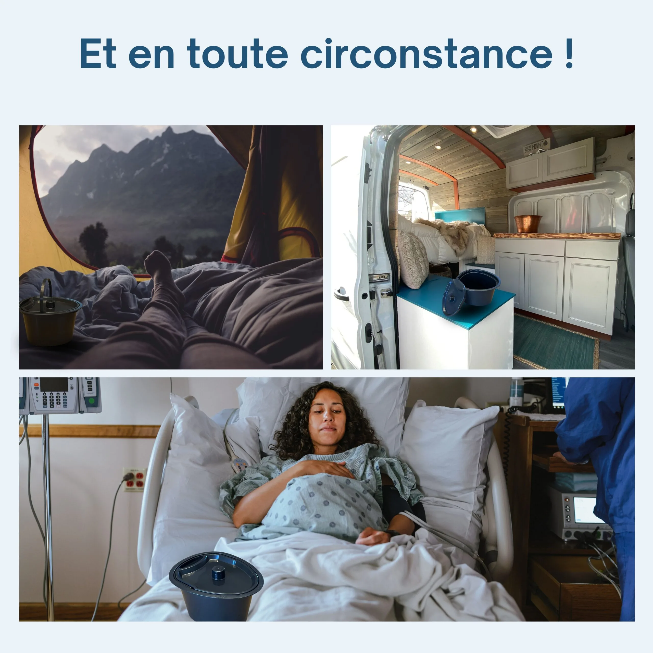 Pot de chambre HABEYGARD® utilisé en toute circonstance – tente, van aménagé, chambre d'hôpital