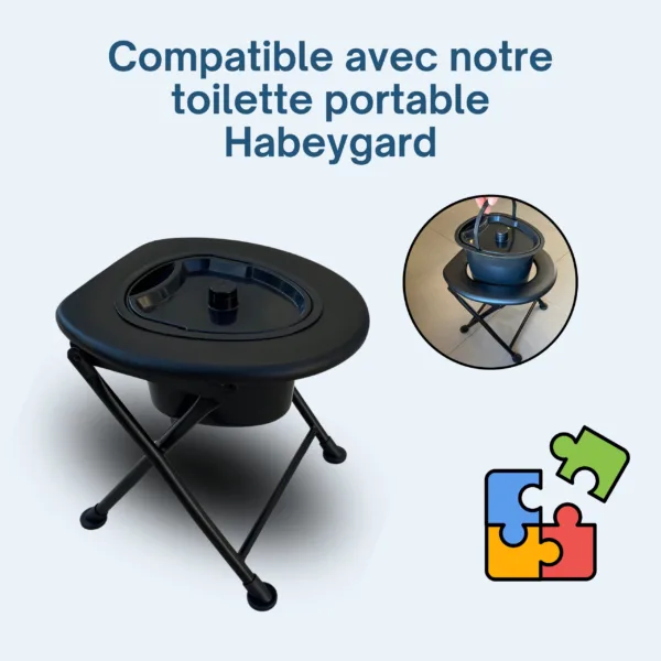 Pot de chambre HABEYGARD® compatible avec la toilette portable HABEYGARD® – ensemble combiné
