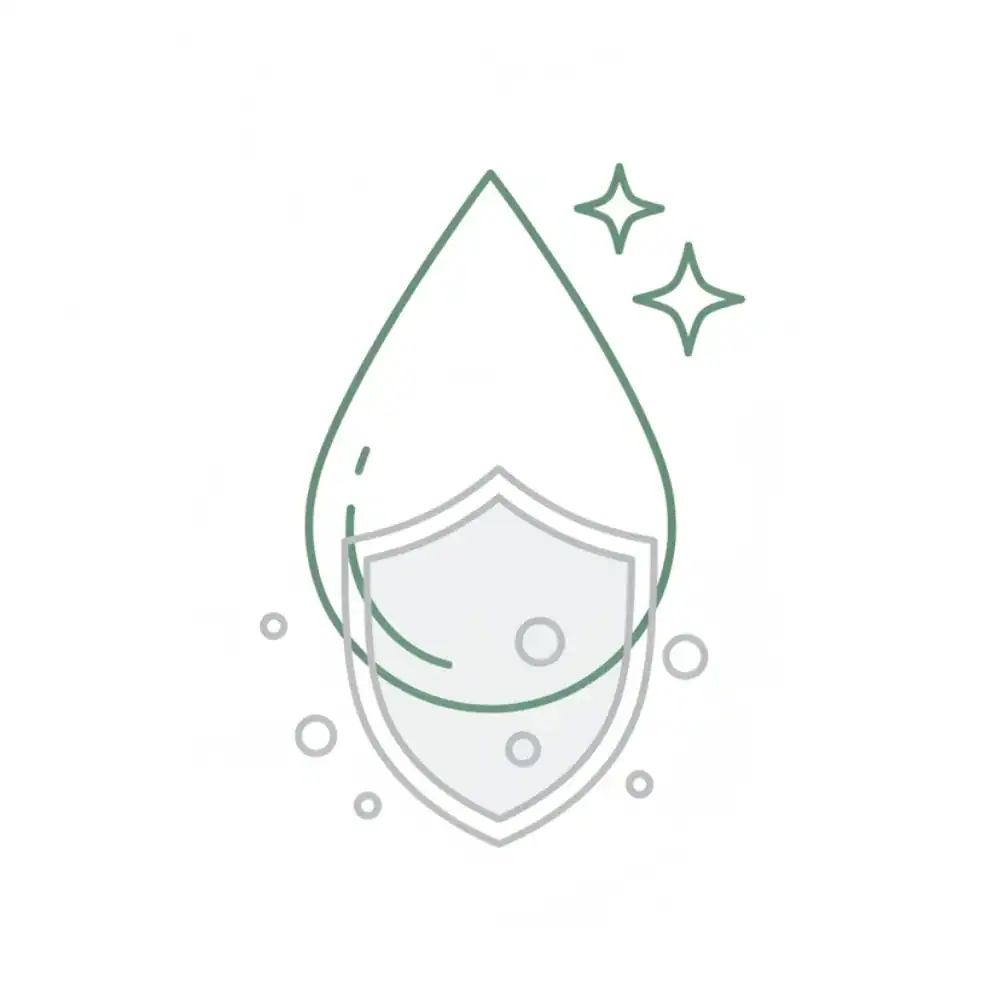 Icône goutte d'eau et bouclier — hygiène garantie du pot de chambre Habeygard®
