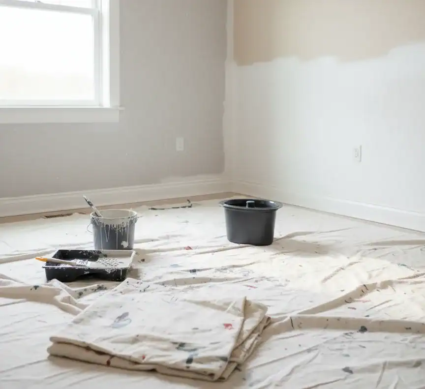 Pièce en cours de rénovation — pot de chambre Habeygard® utile pendant les travaux