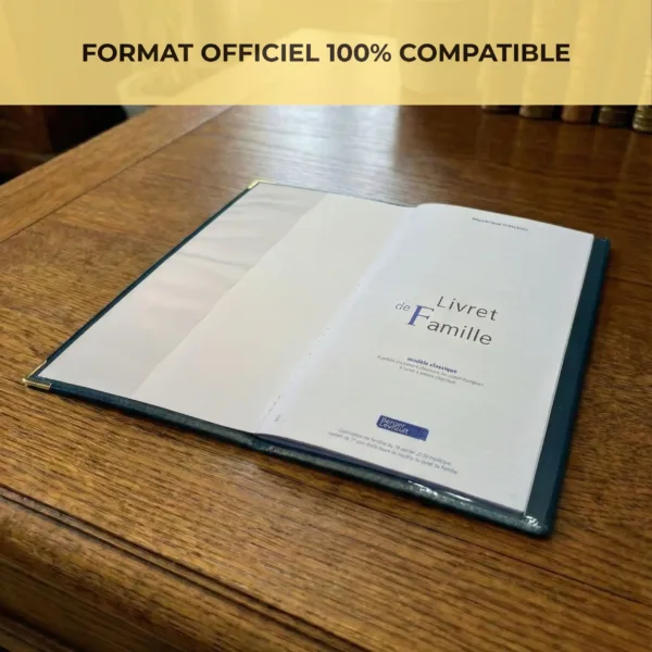 Protège livret de famille Habeygard® vert bouteille ouvert – format officiel 100% compatible, rabats transparents
