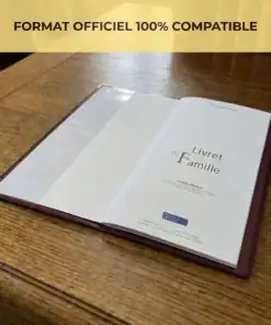 Protège livret de famille Habeygard® bordeaux ouvert – format officiel 100% compatible, rabats transparents