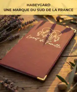 Protège livret de famille Habeygard® bordeaux entouré de branchages – marque du Sud de la France