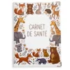 Protège carnet de santé bébé Habeygard, couverture PVC fermée avec couronne florale aquarelle, faon et lapin, coins argent
