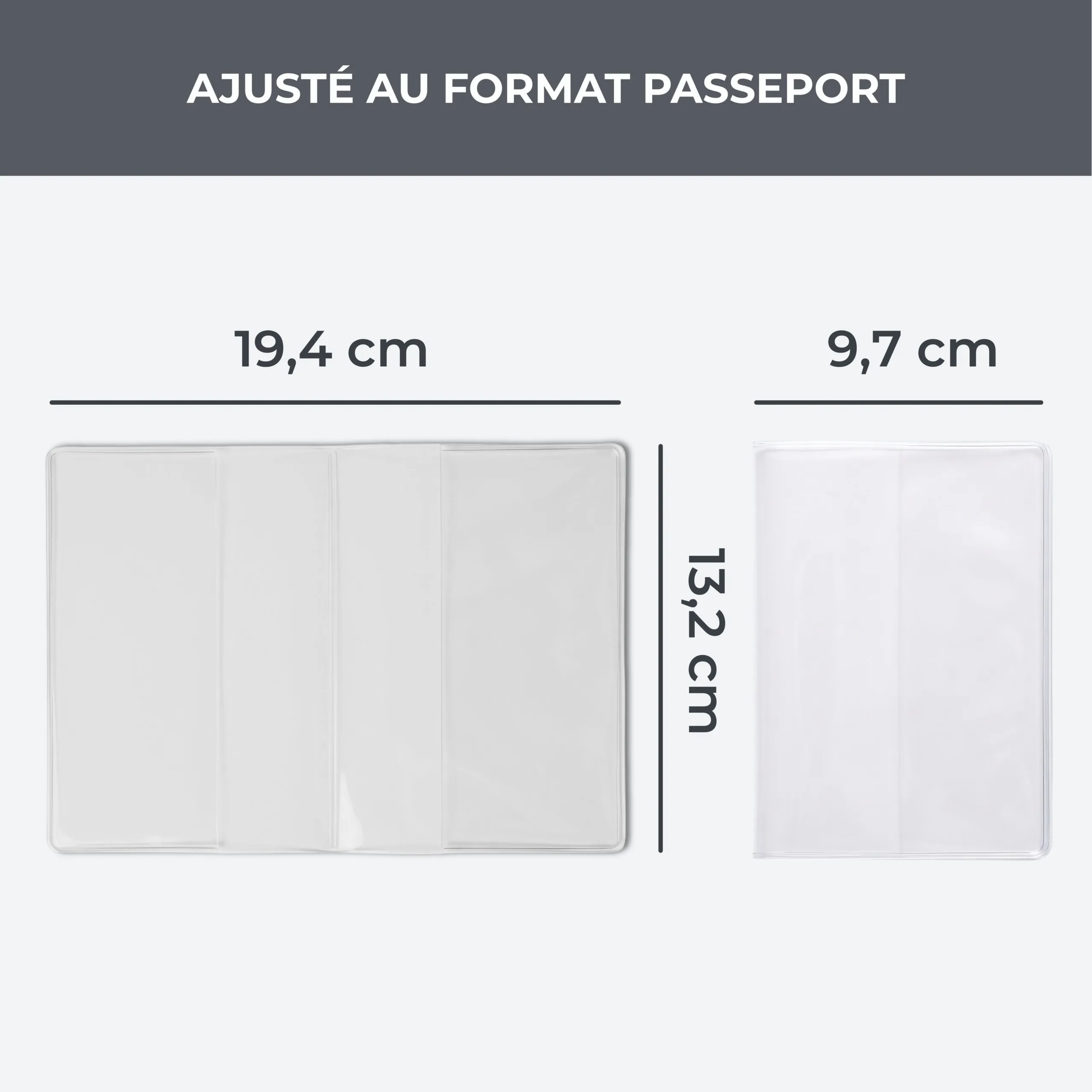 Dimensions de l'étui passeport Habeygard® – 19,4 x 13,2 cm ouvert, 9,7 cm fermé